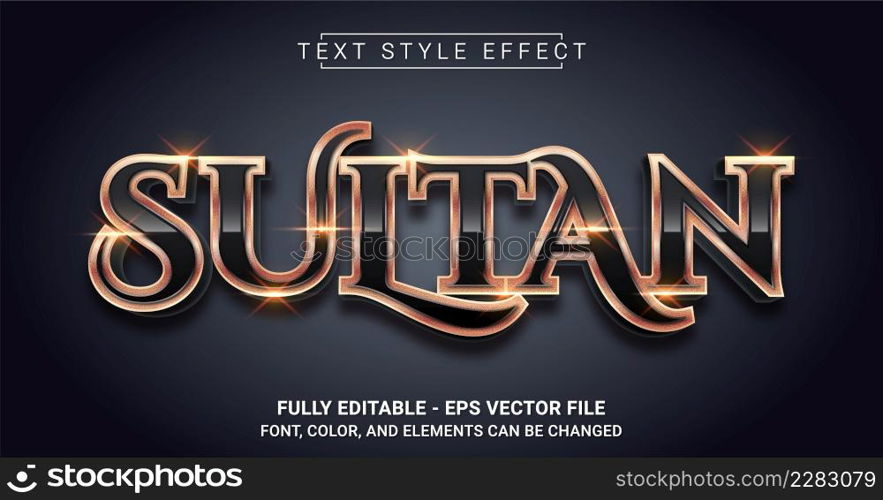 Sultan Text Style Effect. Graphic Design Element.