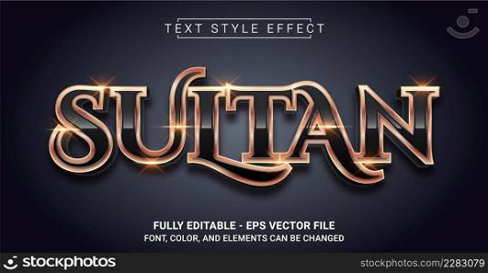 Sultan Text Style Effect. Graphic Design Element.