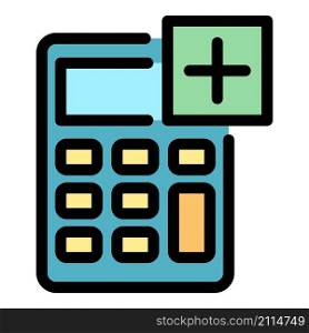 Sum calculator icon. Outline sum calculator vector icon color flat isolated. Sum calculator icon color outline vector
