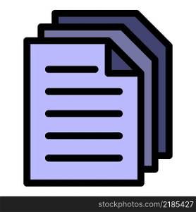 Summary papers icon. Outline summary papers vector icon color flat isolated. Summary papers icon color outline vector