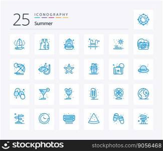 Summer 25 Blue Color icon pack including sea. swimming. backpack. swim. ladder