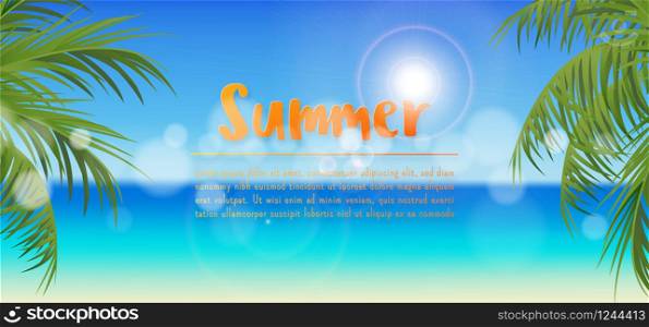 Summer Abstract Background, Copy space blank area on blurred tropical beach bokeh background