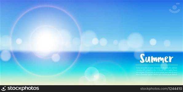 Summer Abstract Background, Panorama blurred tropical beach bokeh background