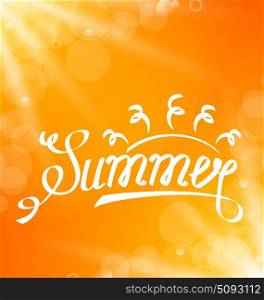 Summer Abstract Banner with Text Lettering. Illustration Summer Abstract Banner with Text Lettering, Sun Rays - Vector