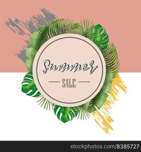 Summer advertising  holiday. promote on sale discount. vacation shopping time, creative watercolor vector illustration design