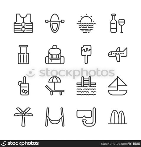 Summer and vacation icon set.Vector illustration
