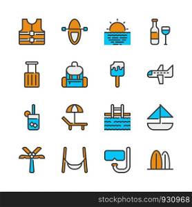 Summer and vacation icon set.Vector illustration