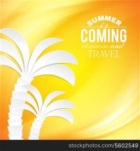 Summer background and tropical palm. Vector illustration, contains transparencies, gradients and effects.