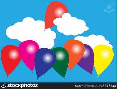 Summer Background - Color Balloons on Blue Sky