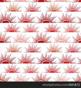 Summer background in red and pink colors. Sun rays seamless pattern. Colorful textile design. Retro sunny repeating pattern. Summer background in red and pink colors. Sun rays seamless pattern. Colorful textile design. Retro repeating pattern.