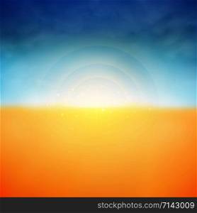 Summer background of sunshine and clouds nature beach background, illustration vector eps10