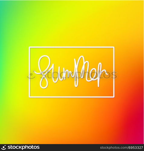 Summer background. Summer. Trendy lettering and bright iridescent multicolored background. Vector mesh illustration