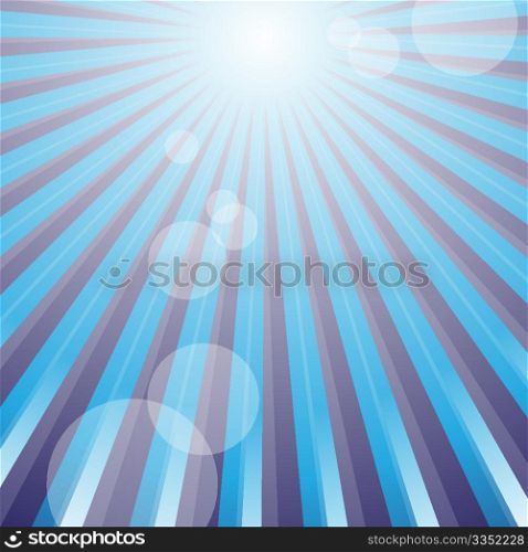 Summer Background - Sun Rays on Blue Background