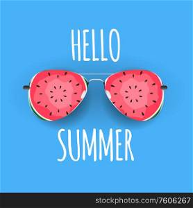 Summer Background with Glass and Watermelon. Vector Illustration EPS10. Summer Background with Glass and Watermelon. Vector Illustration