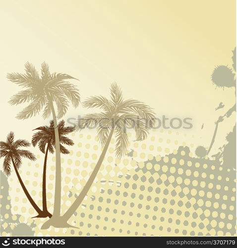 Summer background with grunge palms