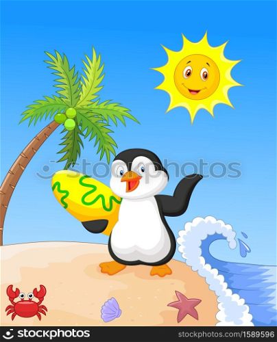 Summer background with penguin