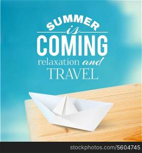 Summer background with text. Vector illustration.
