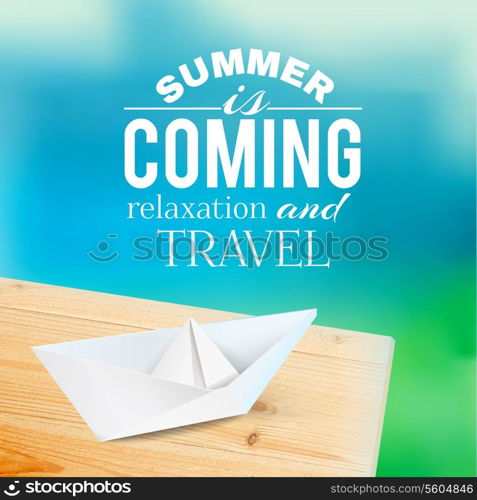 Summer background with text. Vector illustration.