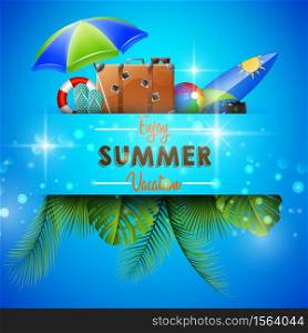 Summer background with travel accessories