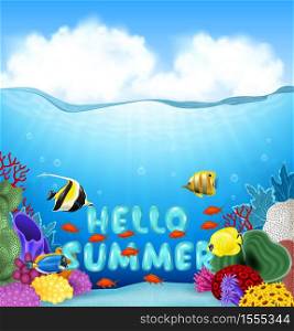 Summer background with tropical fish