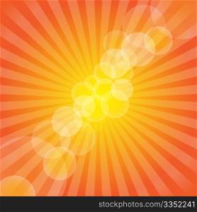 Summer Background - Yellow Sunrays on Gradient Background