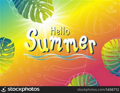 Summer banner design of monstera tropical leaves vector illustration