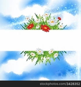 Summer banner with bright blue sky, eps10 vector illustration