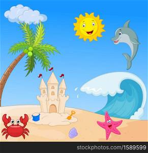Summer beach cartoon