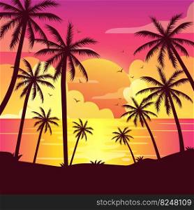 summer beach landscape view illustration