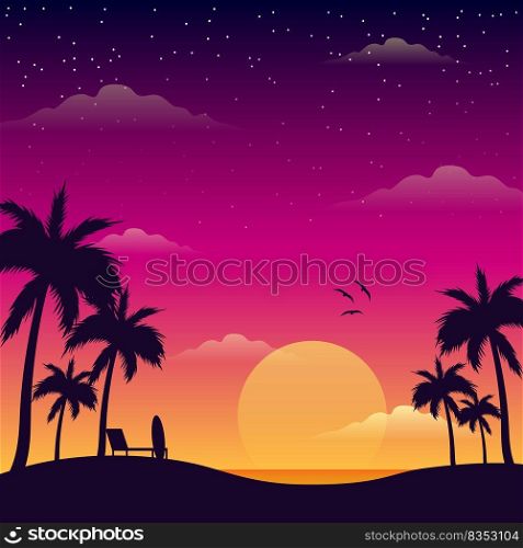 summer beach landscape view illustration