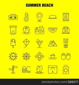 Summer Beach Line Icon for Web, Print and Mobile UX/UI Kit. Such as: Cream, Summer, Sun, Sun Cream, Beach, Holiday, Pool, Pictogram Pack. - Vector