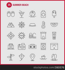 Summer Beach Line Icon for Web, Print and Mobile UX/UI Kit. Such as: Cream, Summer, Sun, Sun Cream, Beach, Holiday, Pool, Pictogram Pack. - Vector