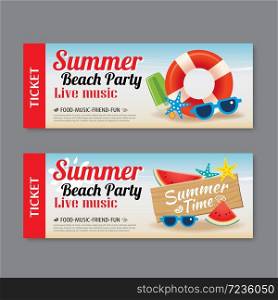 summer beach party invitation ticket template background