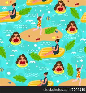 Summer beach seamless pattern. Vector background