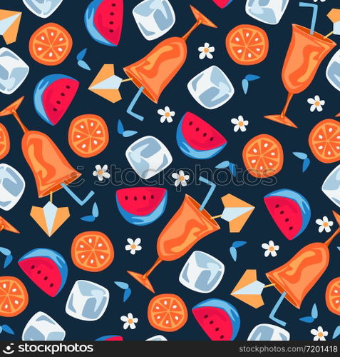 Summer beach seamless pattern. Vector background
