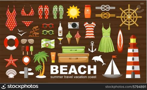 Summer beach set. vector