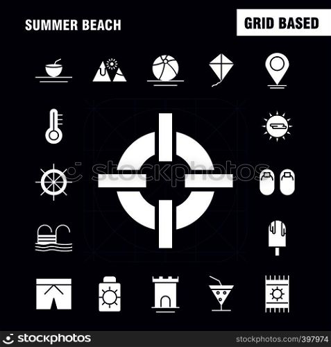 Summer Beach Solid Glyph Icon for Web, Print and Mobile UX/UI Kit. Such as: Cream, Summer, Sun, Sun Cream, Beach, Holiday, Pool, Pictogram Pack. - Vector
