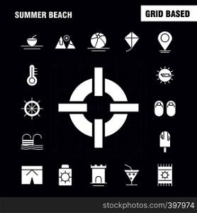 Summer Beach Solid Glyph Icon for Web, Print and Mobile UX/UI Kit. Such as: Cream, Summer, Sun, Sun Cream, Beach, Holiday, Pool, Pictogram Pack. - Vector