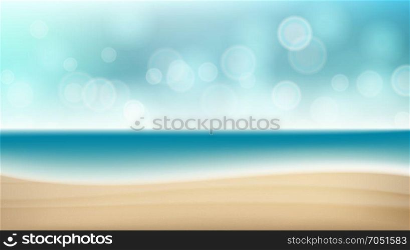Summer Beach Vector Background. Blur Sea Coast. Outdoor Summer Vacation. Cruise Illustration. Beach Landscape Vector Summer Scene. Blur Tropical Sea. Beach Seaside Sea Shore Clouds. Beautiful Illustration