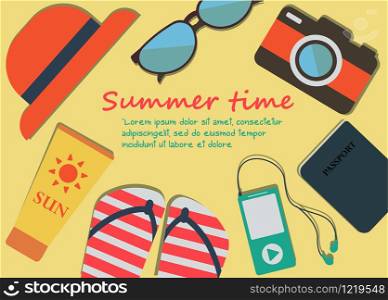 summer beach vector illustrator flat design,Holiday tourism concept.