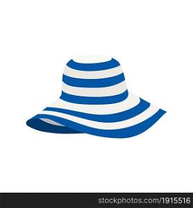 Summer beach womens hat icon. design isolated on white. Vector illustration in flat style. Summer women hat