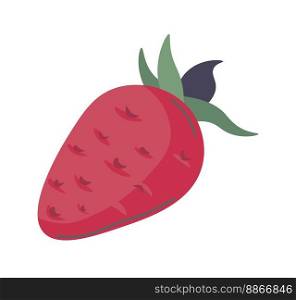 Summer berries, isolated icon of fresh and sweet strawberry product. Assortment or organic and natural meal for dieting and nourishment, balanced nutrition and detoxing. Vector in flat style. Sweet strawberry fruit, summer berries vector