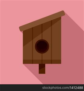 Summer bird house icon. Flat illustration of summer bird house vector icon for web design. Summer bird house icon, flat style