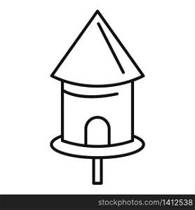 Summer bird house icon. Outline summer bird house vector icon for web design isolated on white background. Summer bird house icon, outline style