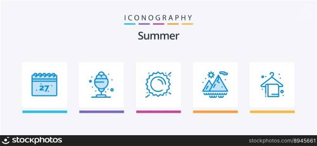 Summer Blue 5 Icon Pack Including summer. beach towel. sun. beach. summer. Creative Icons Design