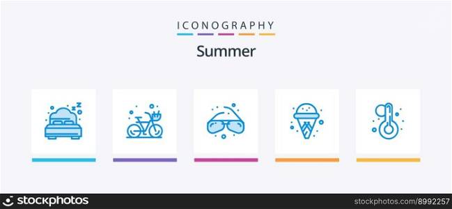 Summer Blue 5 Icon Pack Including . temperature. eye glasses. summer. ice cream. Creative Icons Design