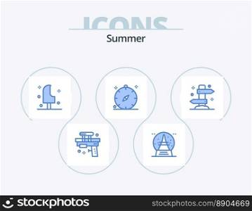 Summer Blue Icon Pack 5 Icon Design. navigation. direction. vacation. compass. ice cream