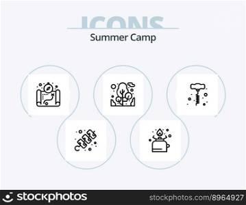 Summer C&Line Icon Pack 5 Icon Design. c&ing. plant. book. travel. holidays