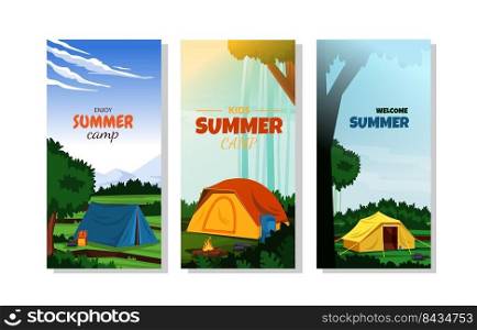 Summer C&Tent Nature Adventure Holiday Card Template