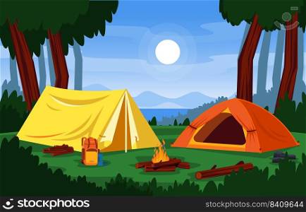 Summer C&Tent Outdoor Lake Nature Adventure Holiday